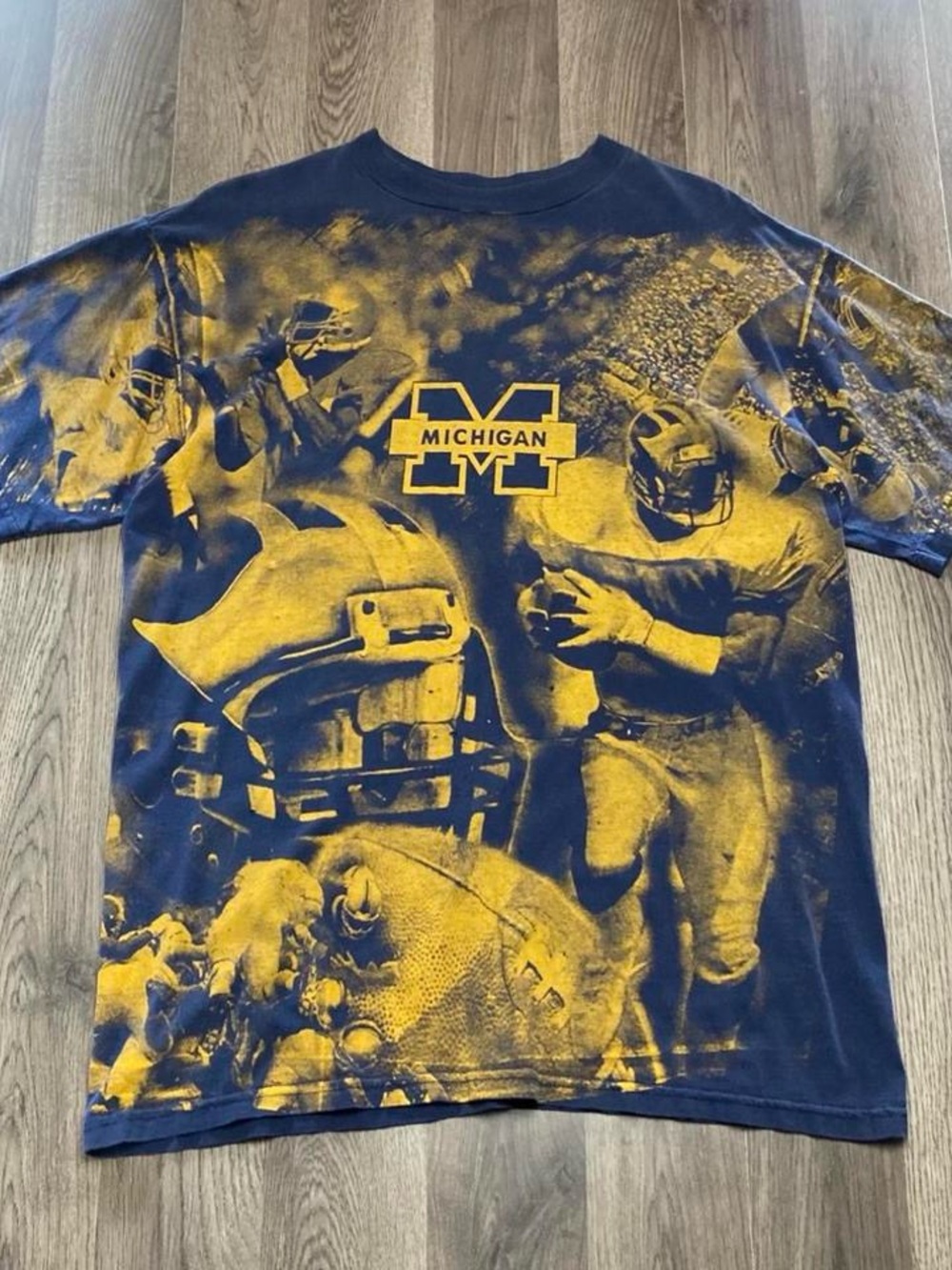 Vintage Michigan Wolverines Football All Over Print Shirt